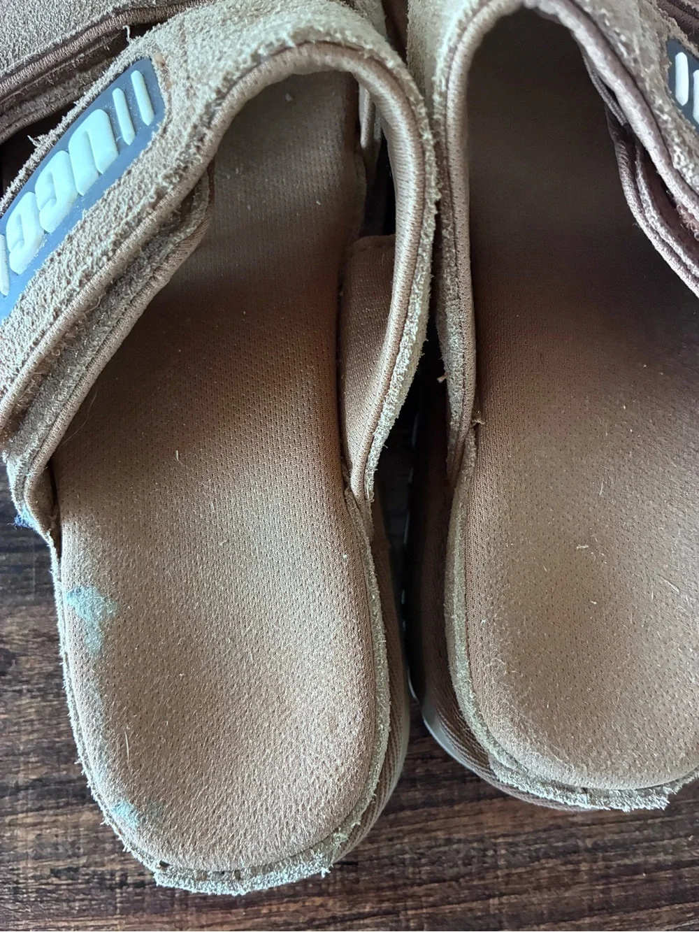 UGG Greer Brown Suede Double-Strap Platform Slides